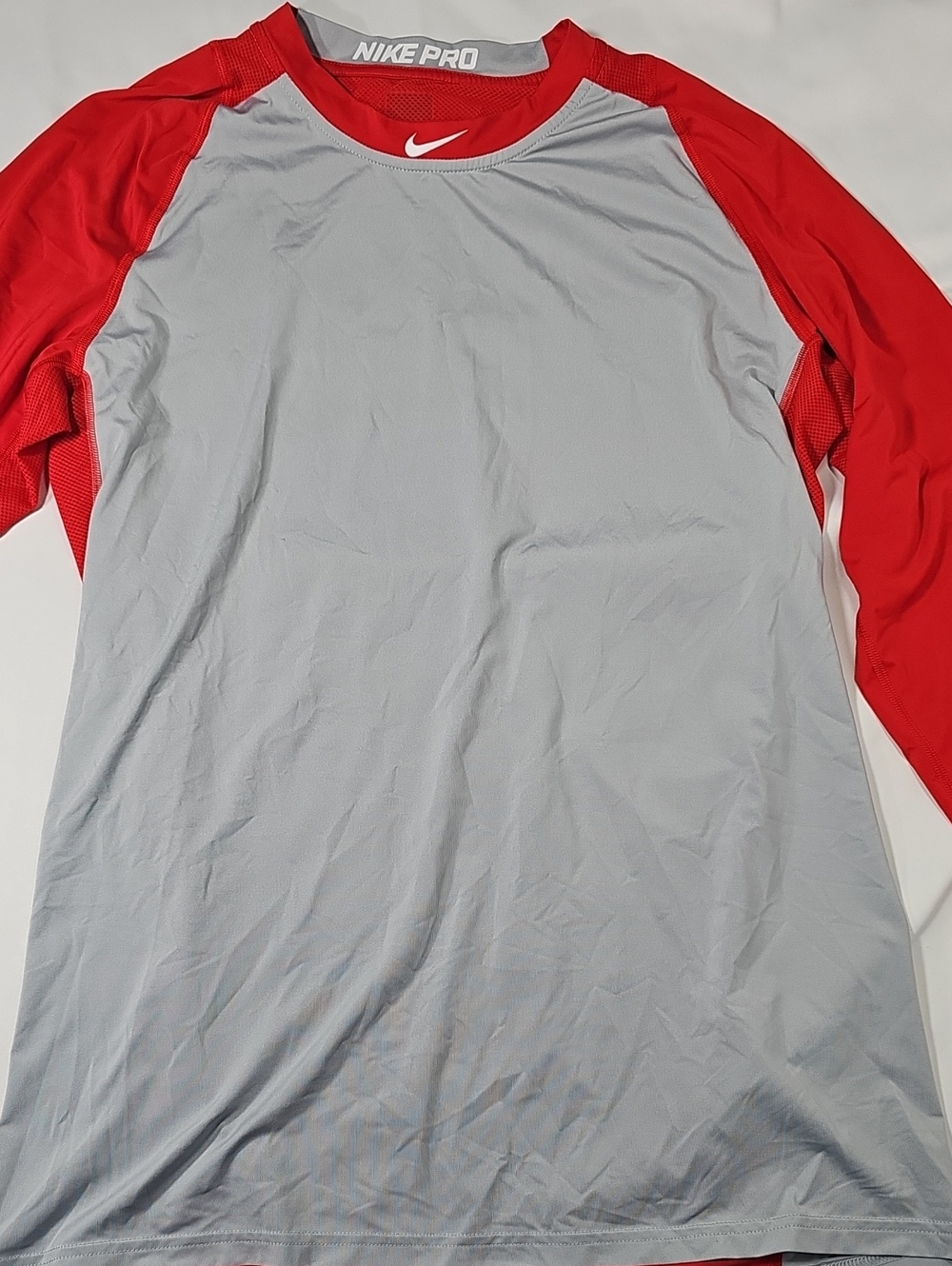 Nike Gray Body with Red Raglan Long-Sleeve Athletic Shirt